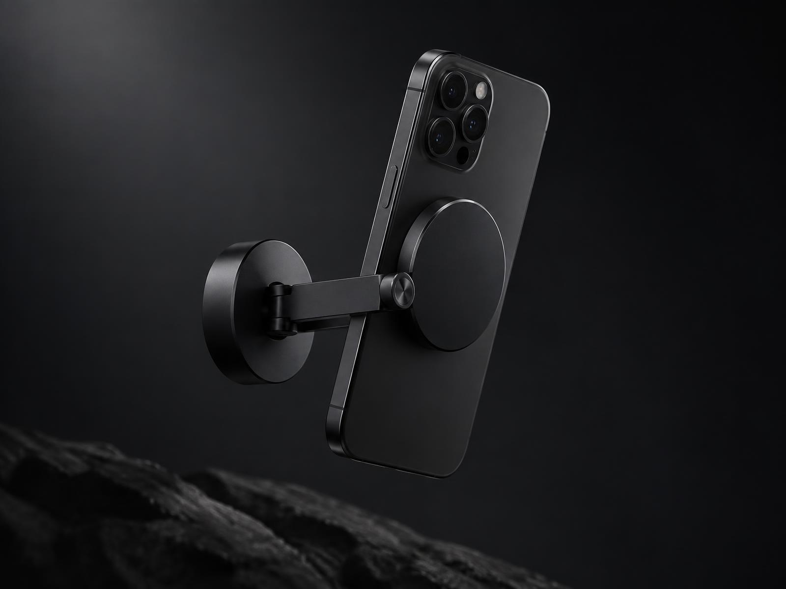 Support magnétique CAMOLO tenant un smartphone dans une lumière directionnelle